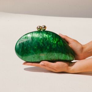 Ramla Green Clutch Bag